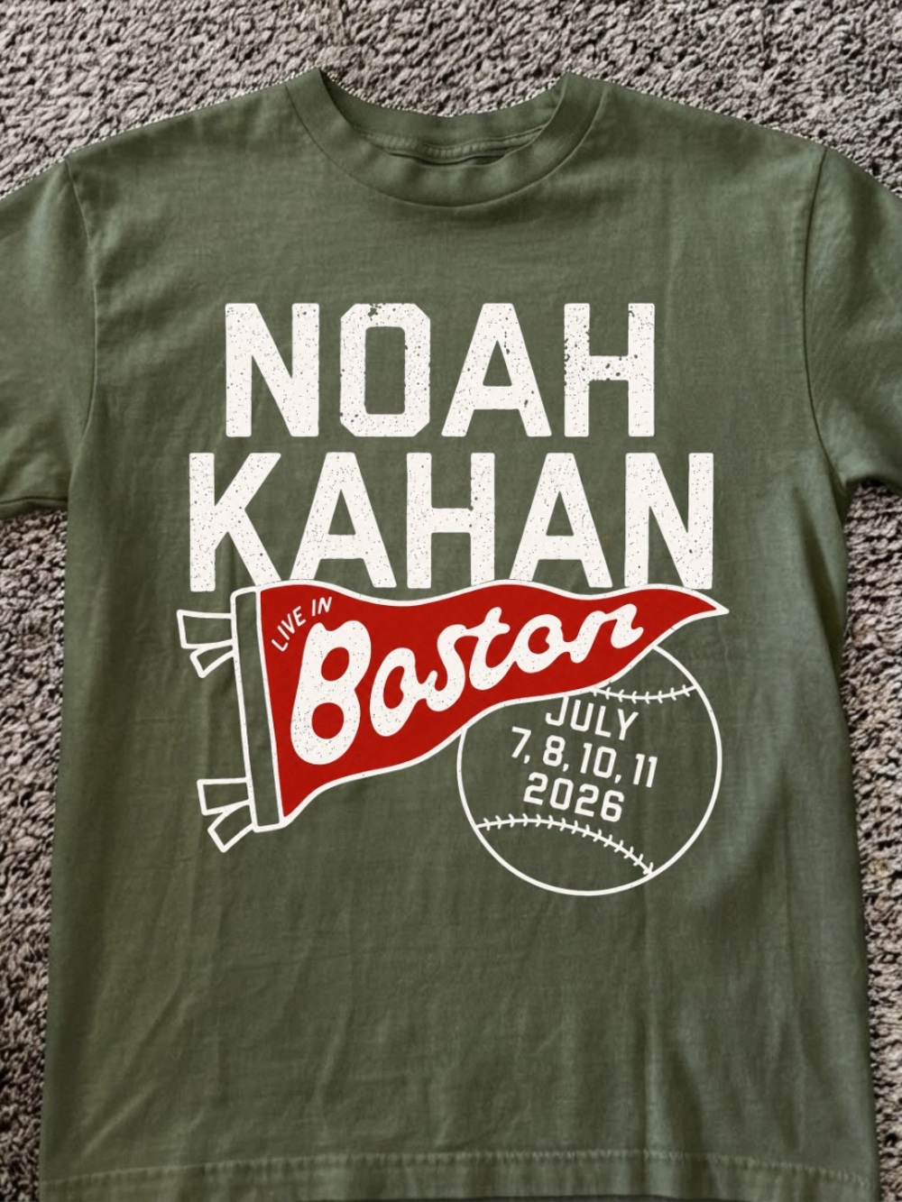 Noah Kahan Fenway Park Exclusive Concert 2026 T-Shirt _ MILITARY GREEN